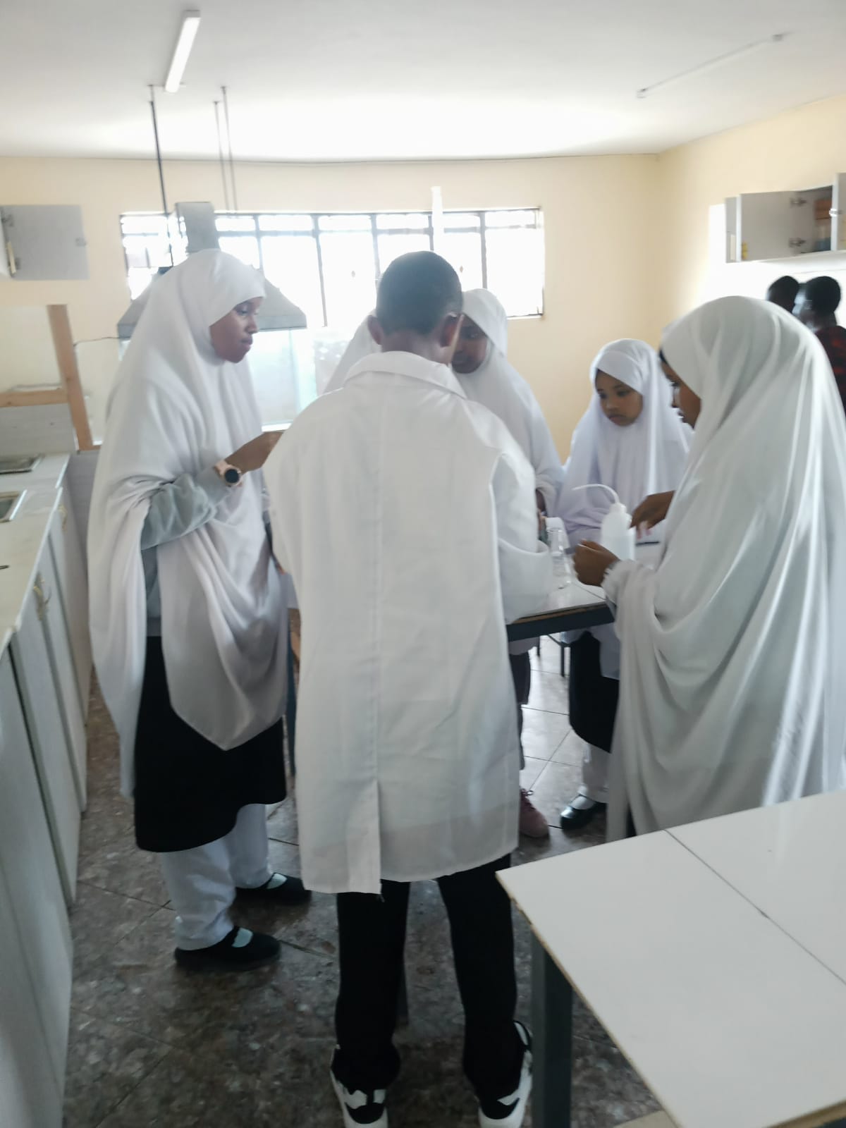 Team discussion in the lab